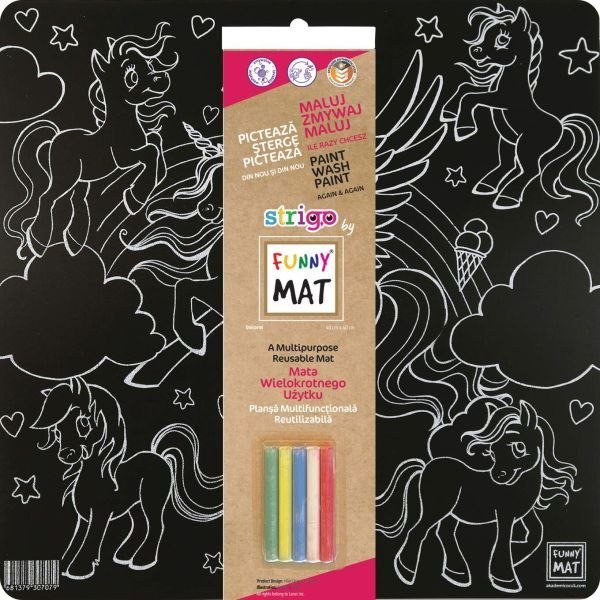 Strigo KOLOROWANKA FUNNY MAT BLACK 40x40 Jednorożce