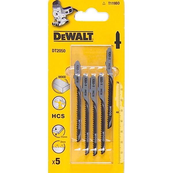 Dewalt Brzeszczot do wyrzynarek typ T HCS76x48mm podziałka 2mm 5szt. do drewna - DT2050