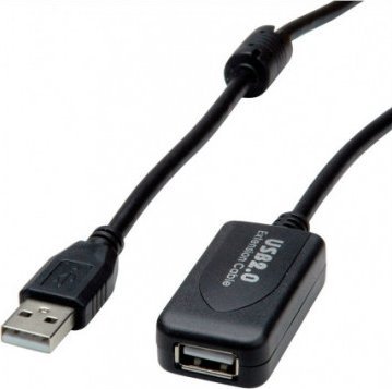 Kabel USB Secomp USB-A - USB-A 15 m Czarny