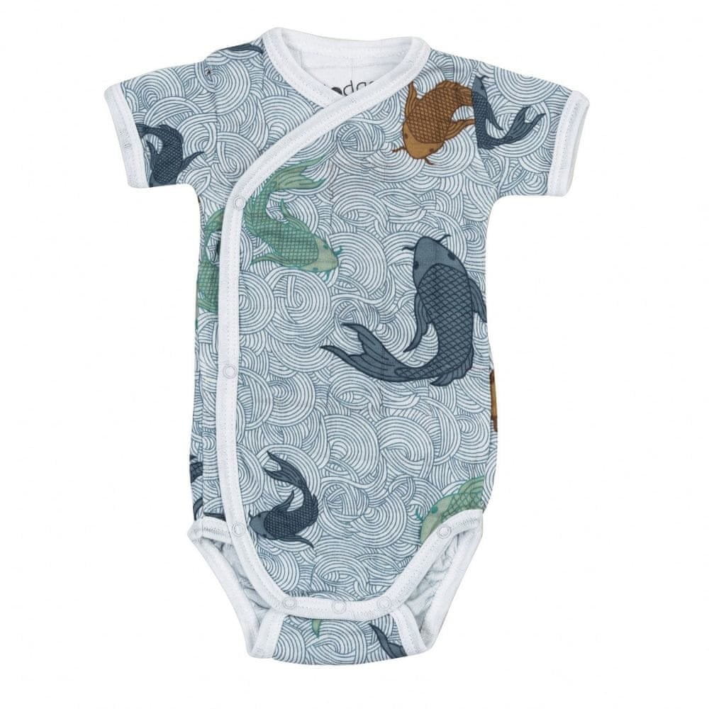 Cocoon Lodger Romper Empire Fish cotton bodysuit with short sleeves Dusty turqoise 68 cm RF 081_68