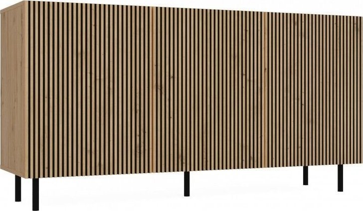 Фото - Комод Topeshop Komoda trzydrzwiowa, slim, Kama, 150x40x78 cm, dąb artisan 