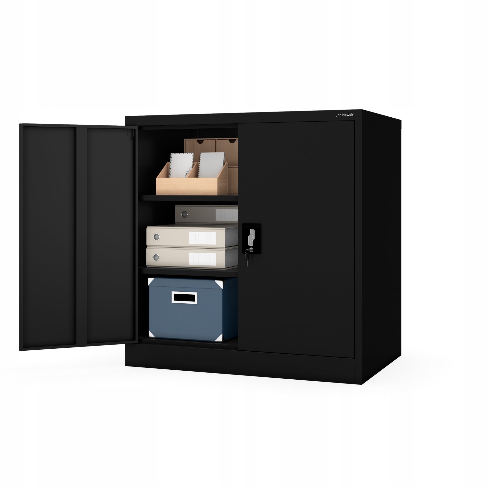 Szafka metalowa zamykana biurowa, warsztatowa czarna BEATA D600 900 x 930 x 600 mm