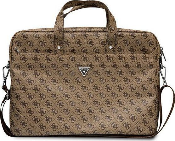 Torba Guess Saffiano 4G Traingle Logo brązowa 16" (GUE002442)
