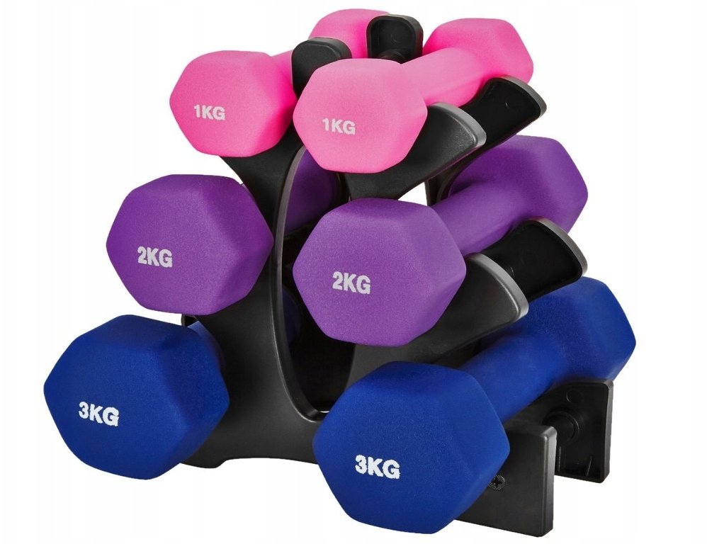 Zestaw hantle 2x1 kg, 2x2 kg, 2x3 kg (gimnastyczne)