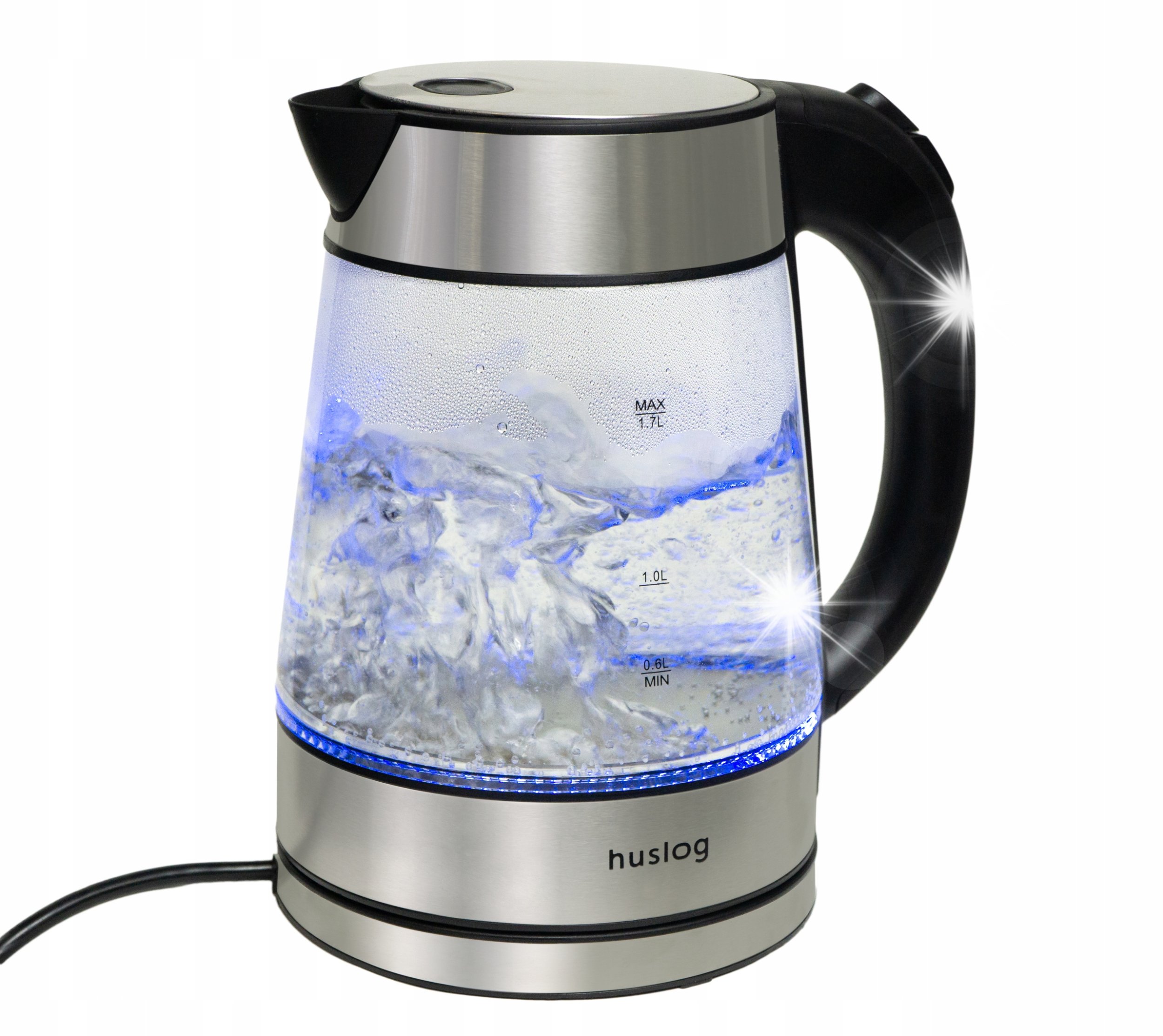 Czajnik CZAJNIK ELEKTRYCZNY SZKLANY BEZPRZEWODOWY 1,7L Z LED HUSLOG AK-0537