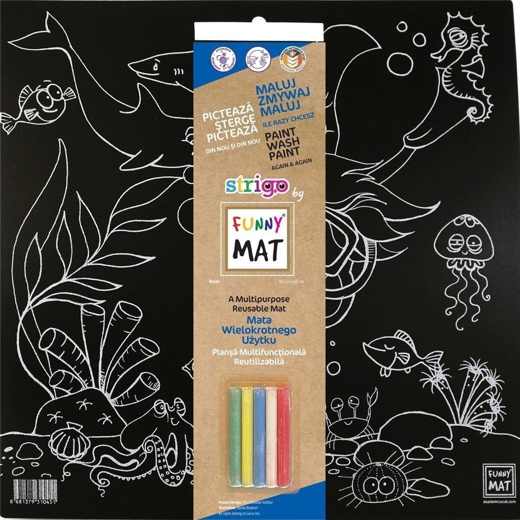 Strigo Mata czarna + kreda Ocean Funny Mat STRIGO