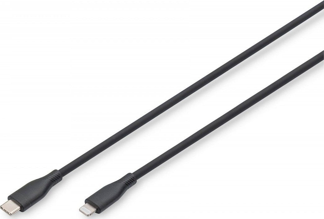 DIGIT USB Silicone charging cable, USB-C - Lightning 0,5m, USB 2.0, 60W, black