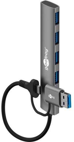 HUB USB Goobay 2 w 1 slim 4-portowy koncentrator USB, 5 Gbit/s