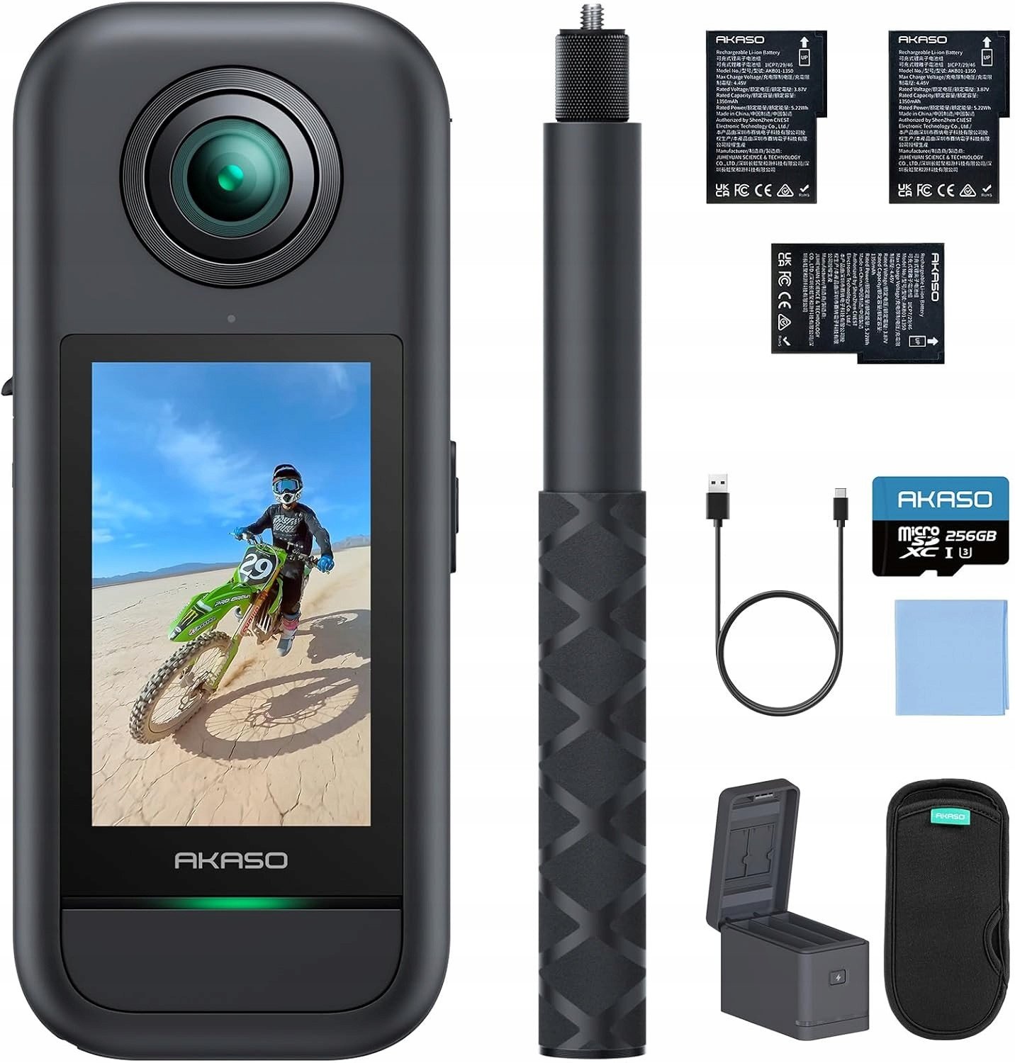 Kamera AKASO Zestaw AKASO Kamera sportowa z akcesoriami 360 5,7 K 72 MP 256 GB