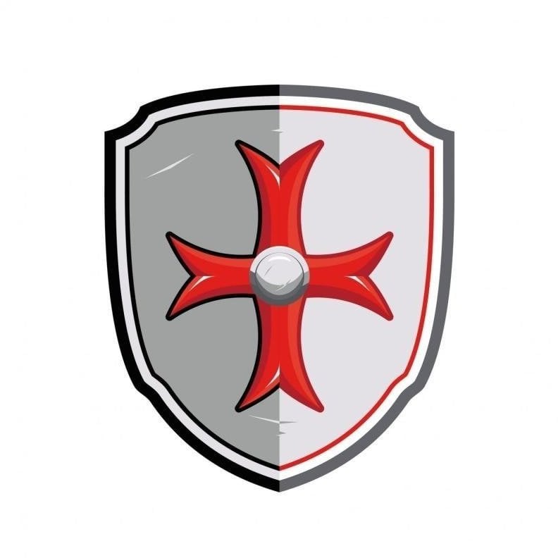 Tarcza rycerska z krzyżem maltańskim