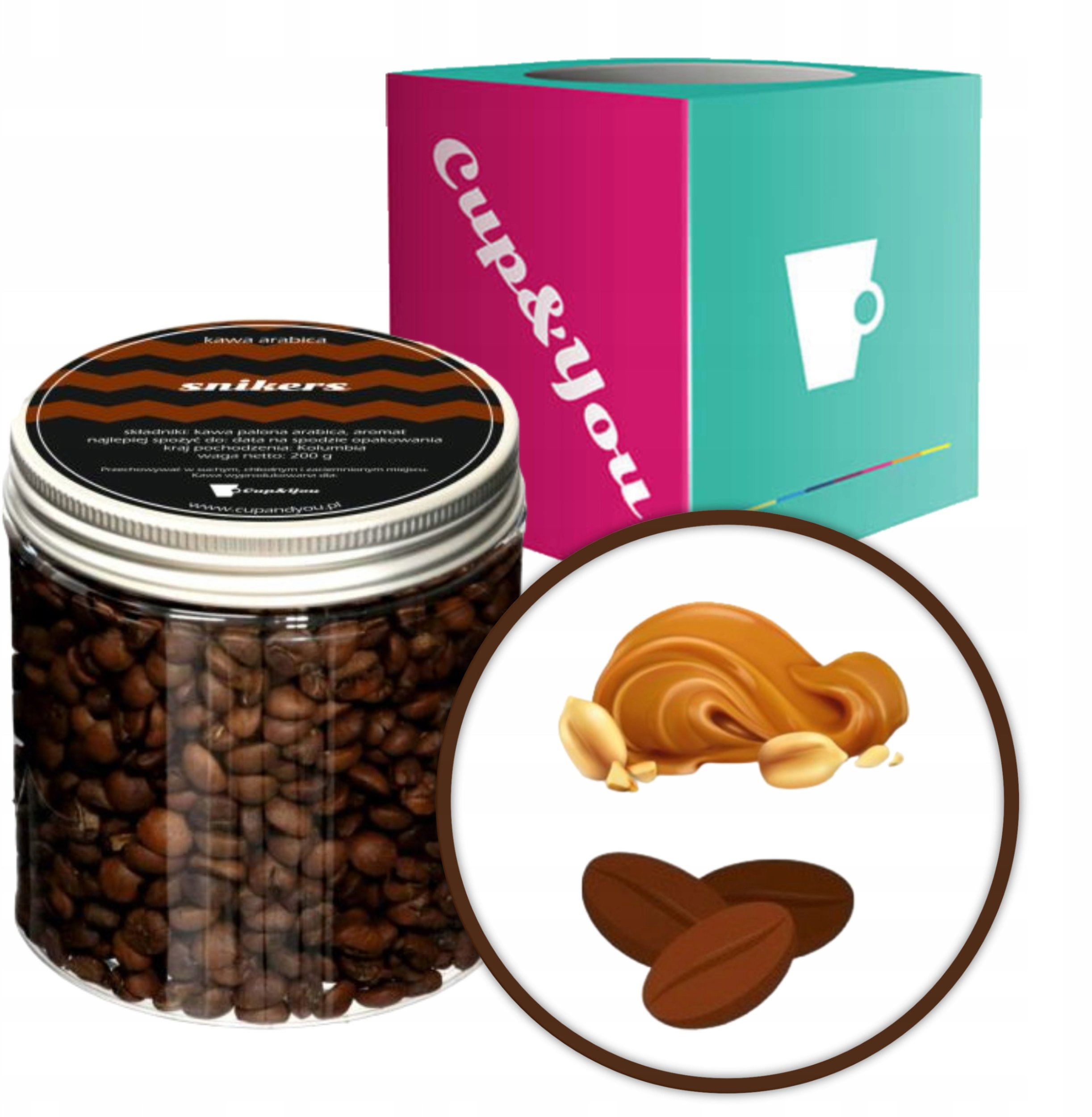 Kawa ziarnista Cup&You Kawa aromatyzowana o smaku Snickers ziarnista ARABICA PREMIUM 200g