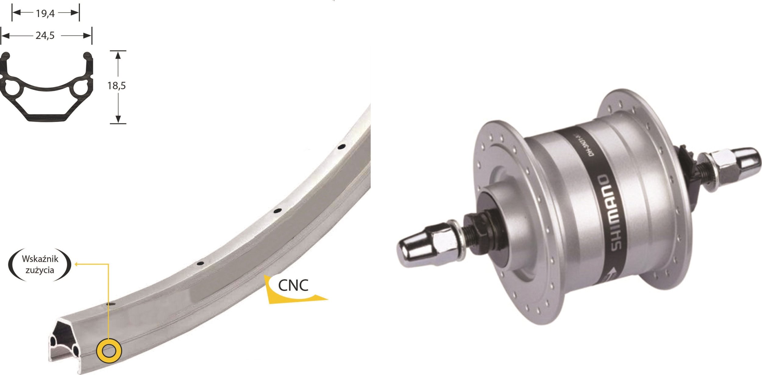 Omnigena Koło przód 28" piasta prądnica Shimano 6V 3W