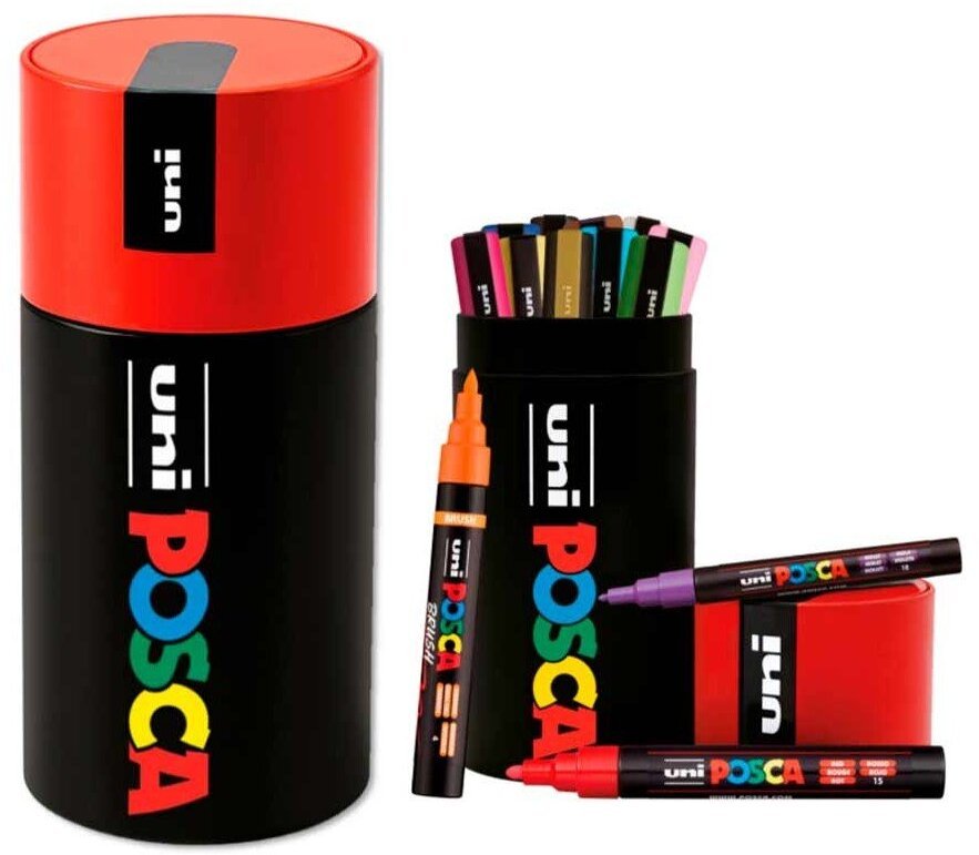 Posca POSCA Shaped metal tin - med 13 stk. POSCA pens