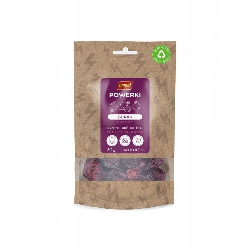 Vitapol Powerki Burak liofilizowany dla gryzoni, królika oraz ptaków egzotycznych 20g
