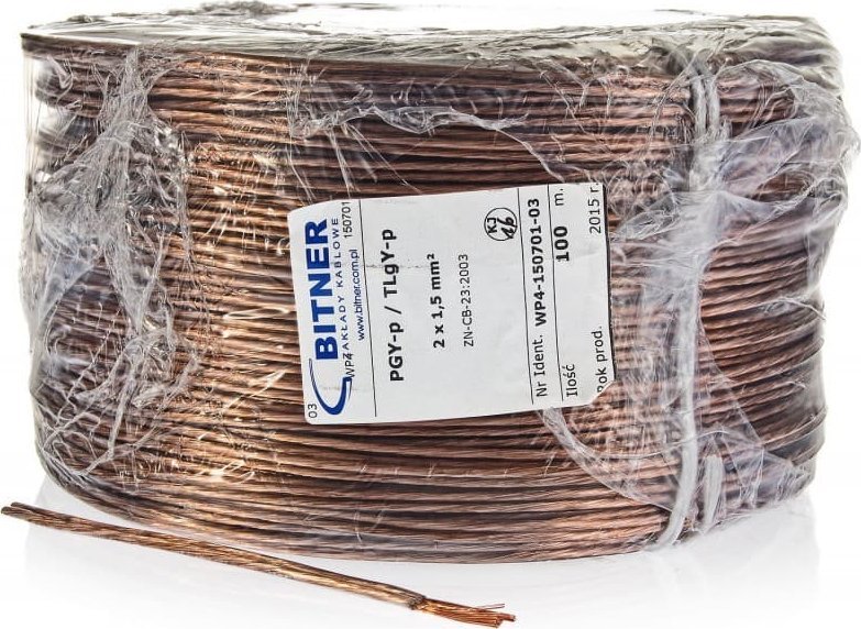 BITNER PRZEWÓD GŁOŚNIKOWY BiTsound PGY-p (TLgY) 2x1,5mm ROLKA 100m.