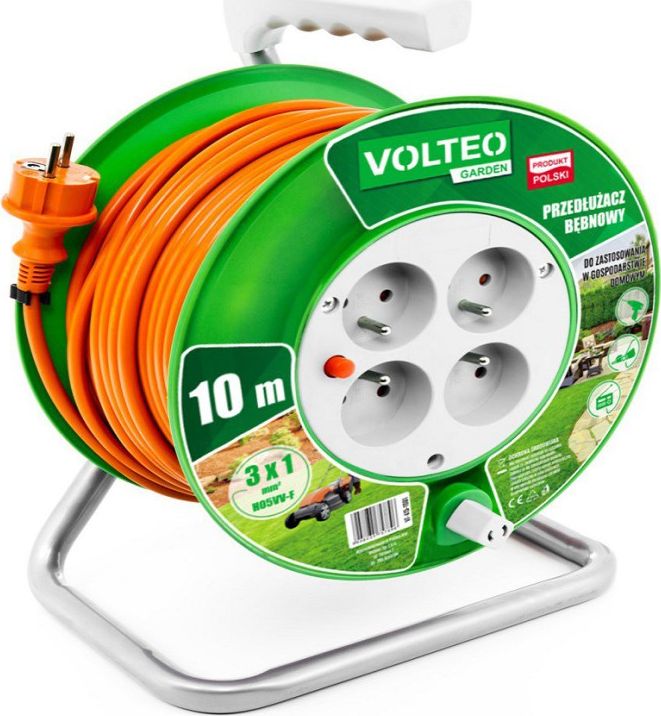 Volteo PRZEDŁUŻACZ OGRODOWY NA BĘBNIE 10M PRZEWÓD H05VV-F 3*1MM
