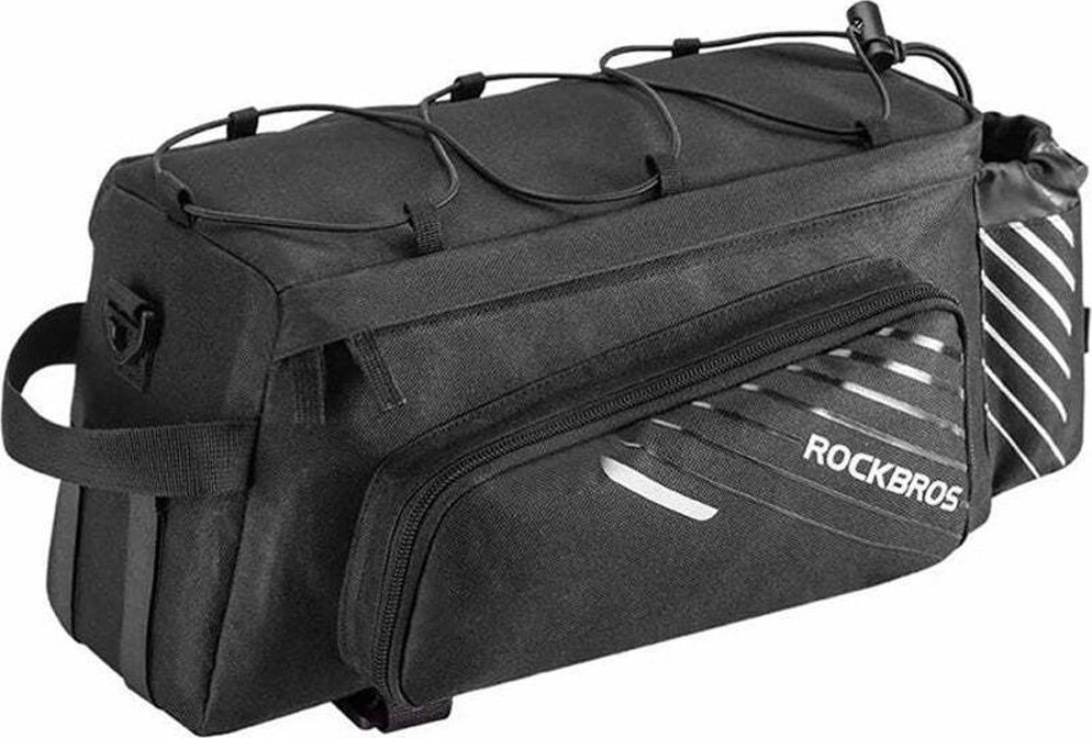 RockBros Torba rowerowa na bagażnik z kieszeniami i odblaskami - czarna