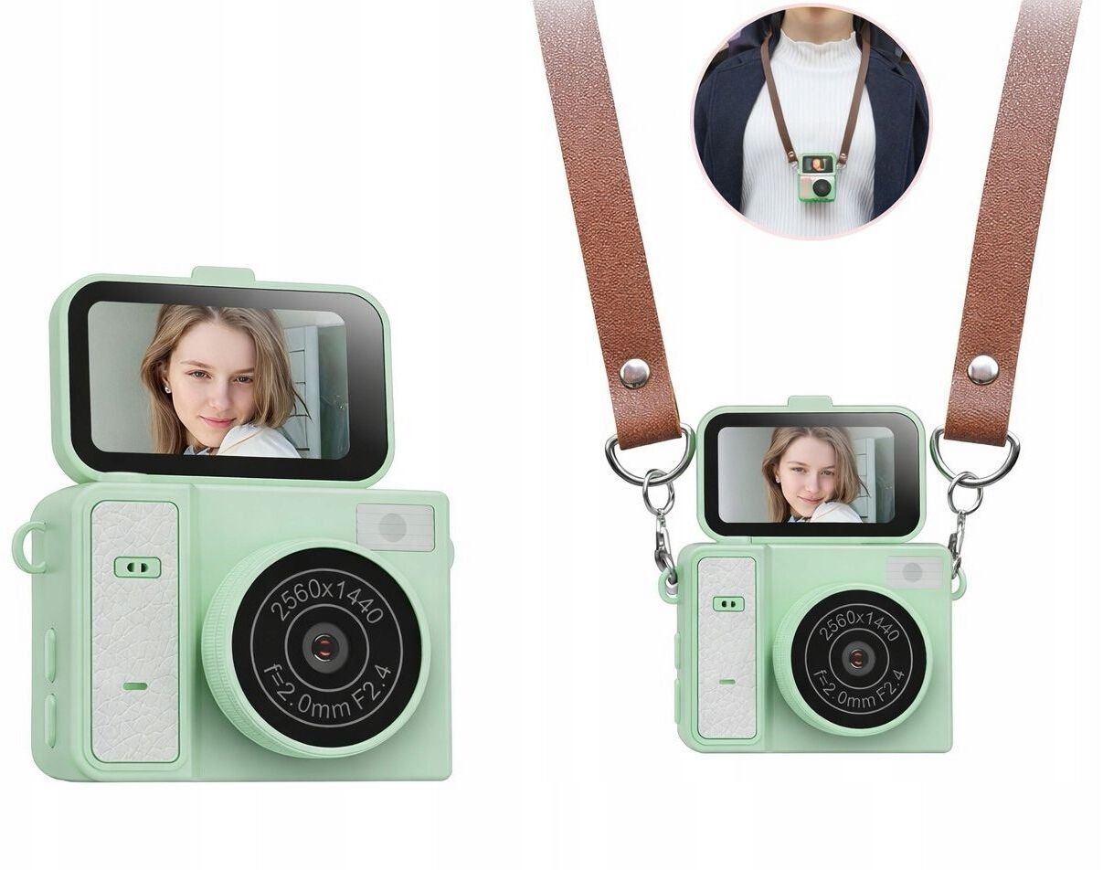 Aparat cyfrowy Xrec Mini Aparat Kamera Retro Video 2k Wisiorek Breloczek Obrotowy Ekran / Xrec X7 / Zielony