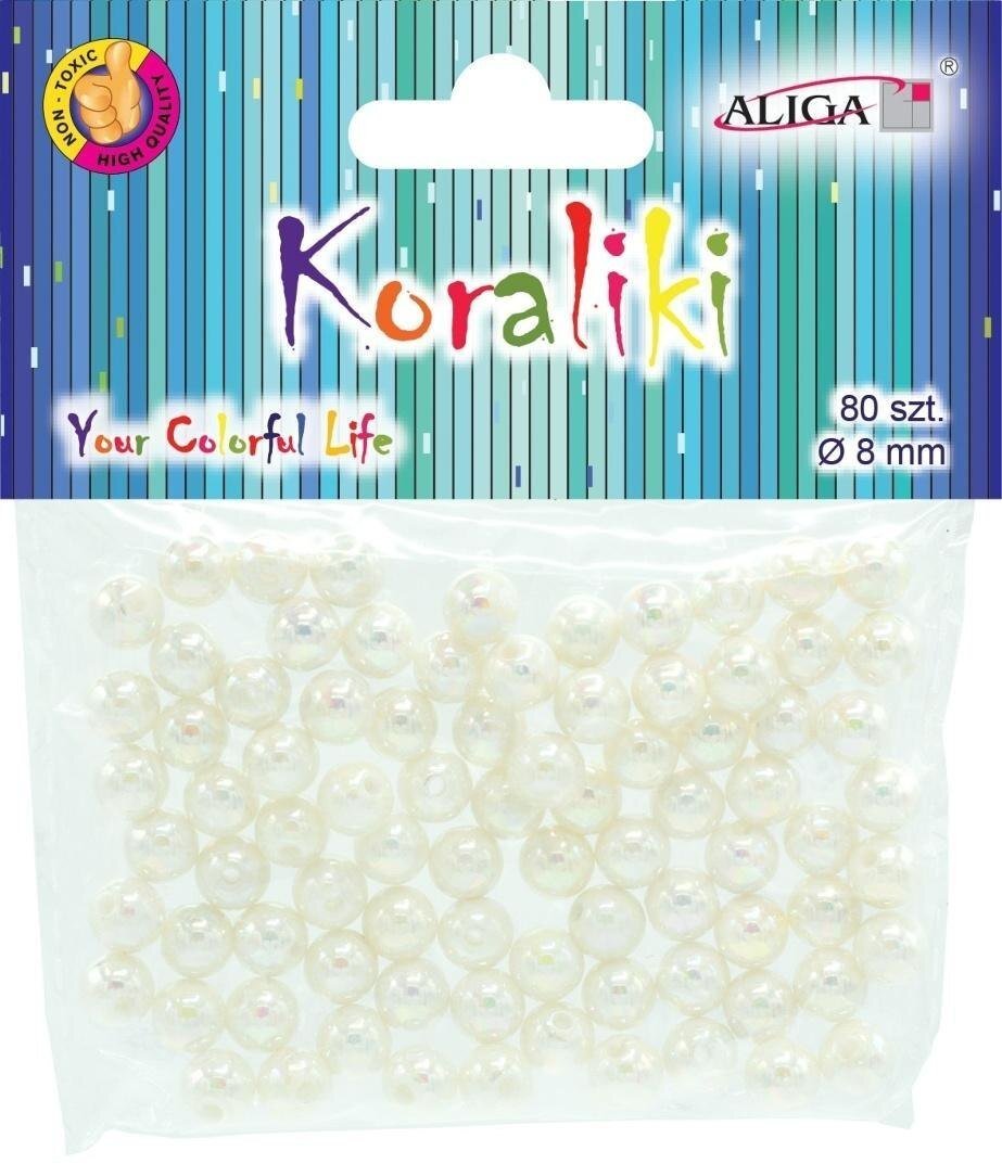 Aliga Koraliki plastikowe opalizujące perłowe 8mm 80szt