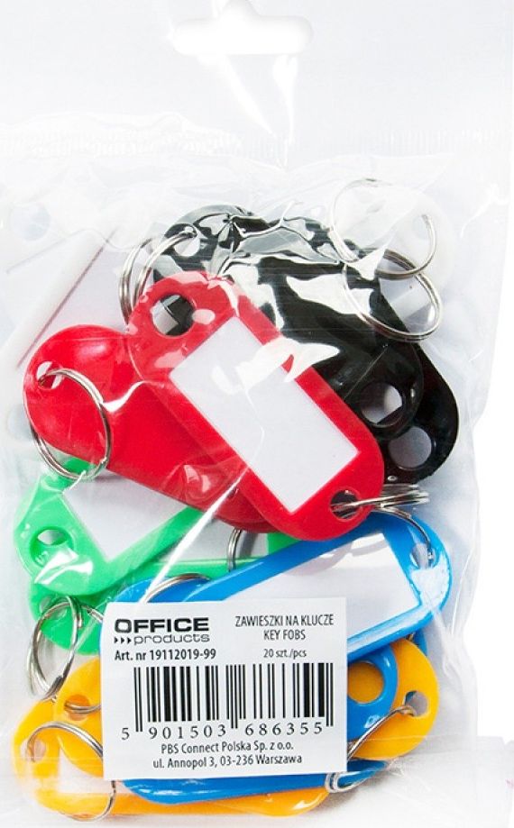 Office Products Zawieszki na klucze OFFICE PRODUCTS, 50x20cm, 20szt., mix kolorów
