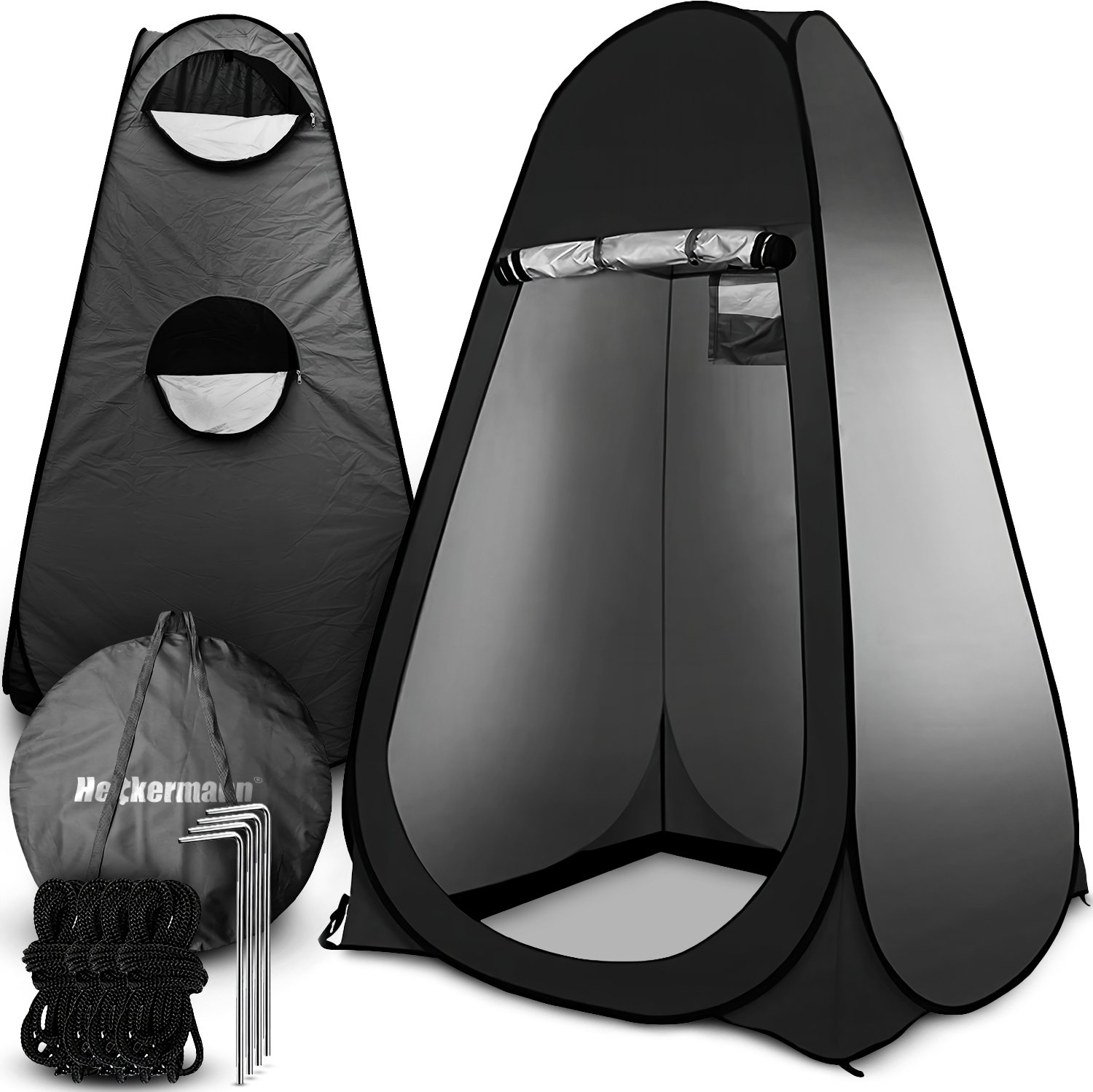 Heckermann Namiot plażowy przebieralnia turystyczna przenośna toaleta kemping Czarna 120cm