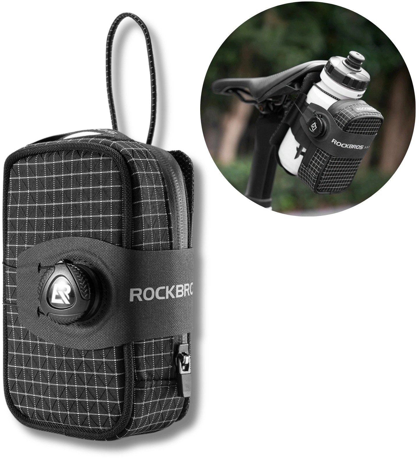 RockBros Torba podsiodłowa P010 wielofunkcyjna z miejscem na bidon - czarna (5907769391545)