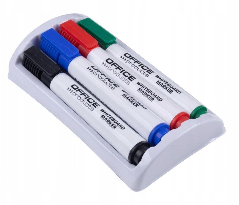 Office Products Zestaw 4 markerów z gąbką magnetyczną OFFICE PRODUCTS, do tablic suchościeralnych, m...
