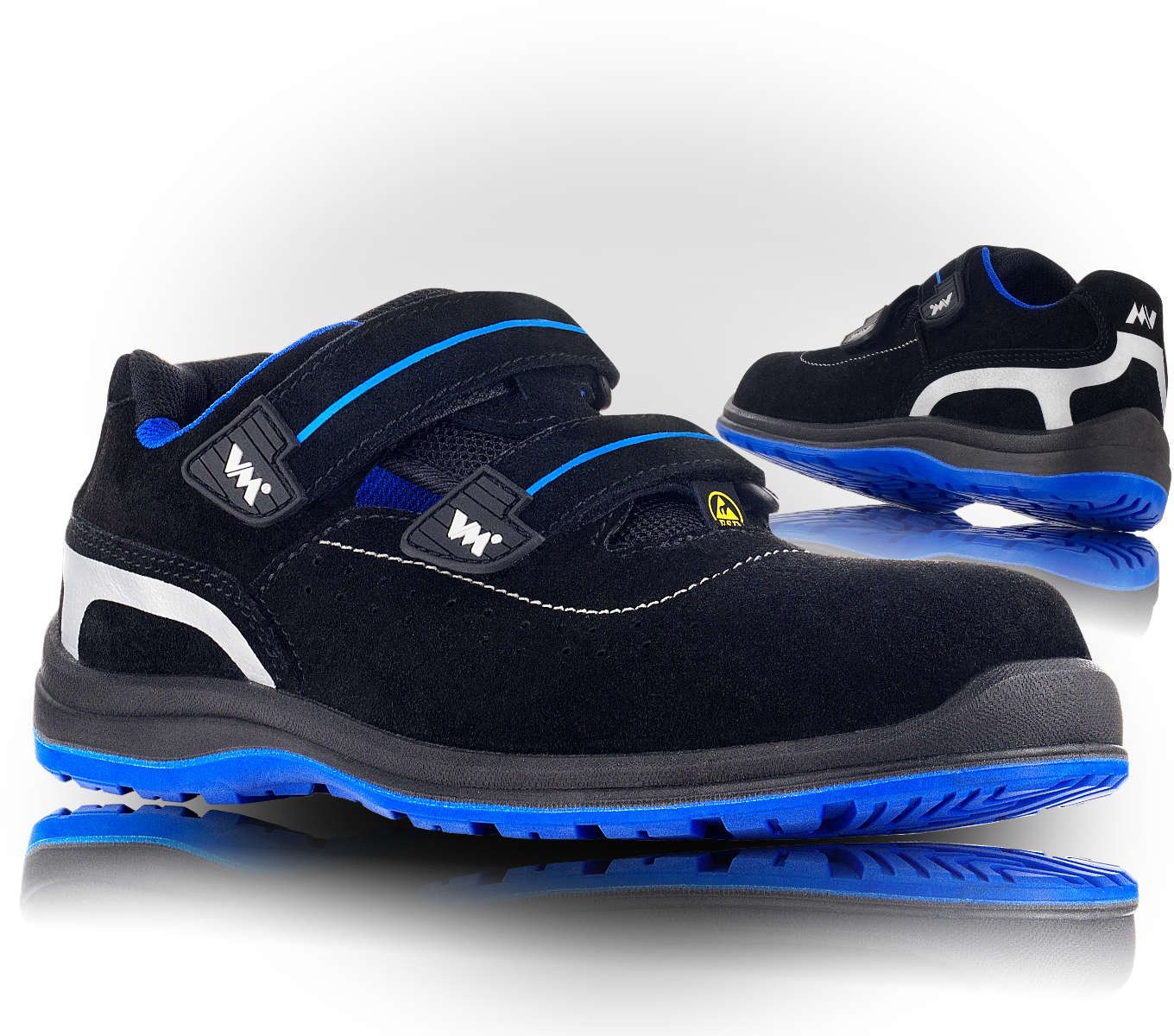 Sandały ochronne VM FOOTWEAR Parma 2195-S1P ESD, rozm. 43, czarno-niebieskie