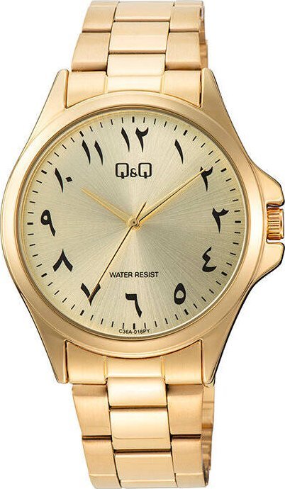 Zegarek Q&Q Zegarek QQ C36A-018P Męski Klasyczny ZŁOTA Tarcza .