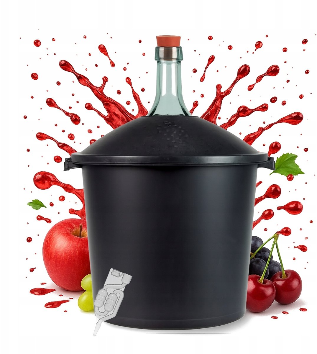 BALON 25L W KOSZU NA WINO GĄSIOR GRUBE SZKŁO butla do wina KOREK + RURKA