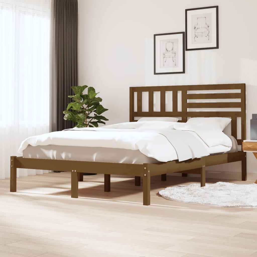 Фото - Ліжко VidaXL Rama łóżka, brąz, lite drewno, 150x200 cm, 5FT, King Size 