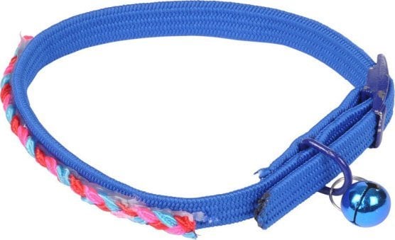 Homea Obroża dla kota z dzwoneczkiem, 30 cm, niebieska z plecioną ozdobą