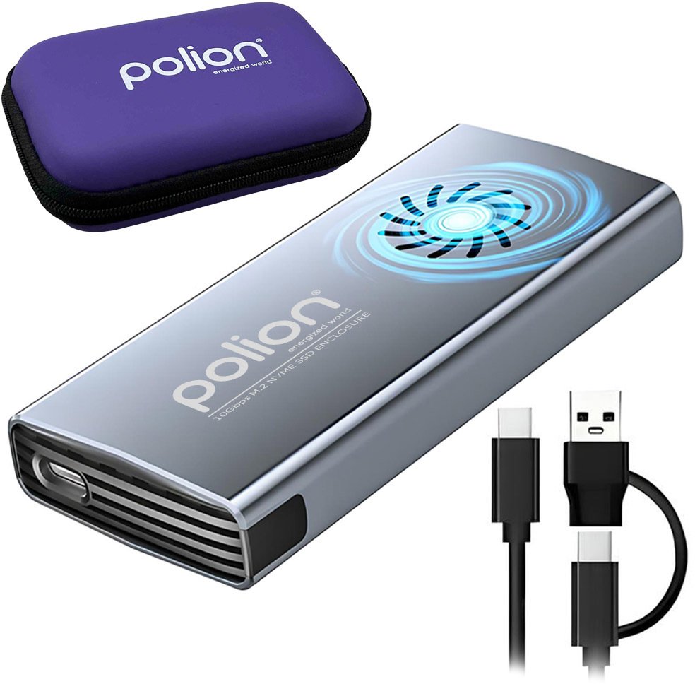 Kieszeń Polion Kieszeń na dysk SSD M.2 NVMe z wentylatorem USB-C 3.2 do 4TB