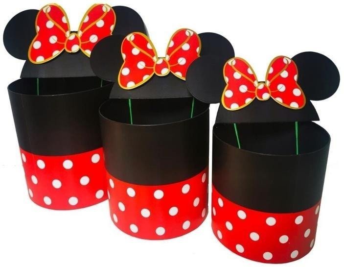 Rozette Pudełko Flower Box 3szt okrągłe Micky czerw ROZETT