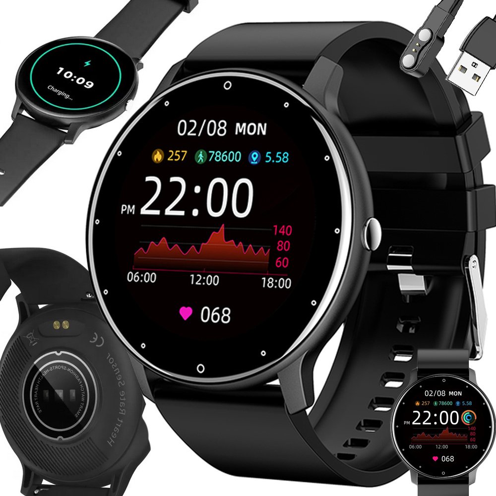 Smartwatch Verk Smartwatch zegarek damski męski gumowy pasek sport bluetooth rozmowy