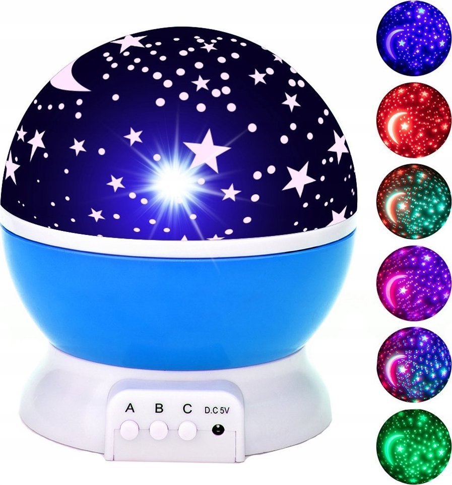 ER4 LAMPKA NOCNA PROJEKTOR GWIAZD NIEBA OBROTOWA 2w1