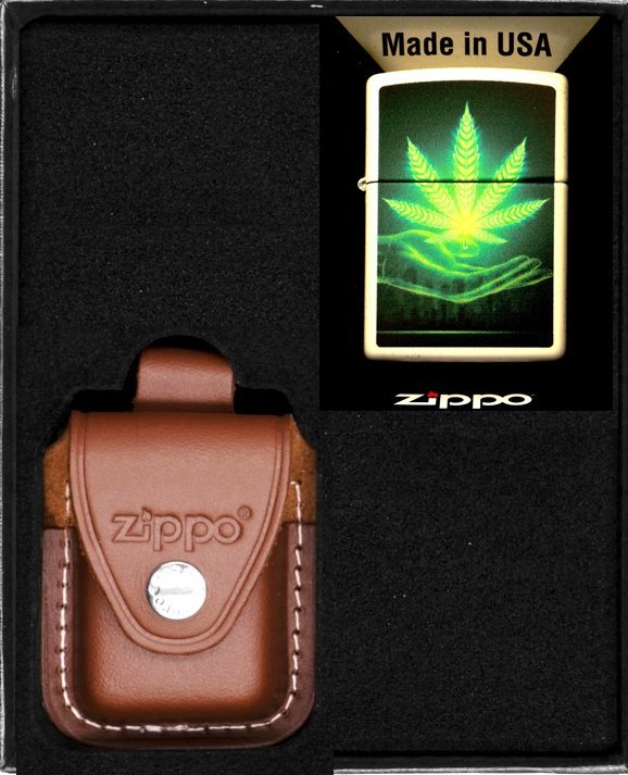 Фото - Запальничка Zippo Zestaw  Zapalniczka GLOWING LEAF Prezentowy No4 