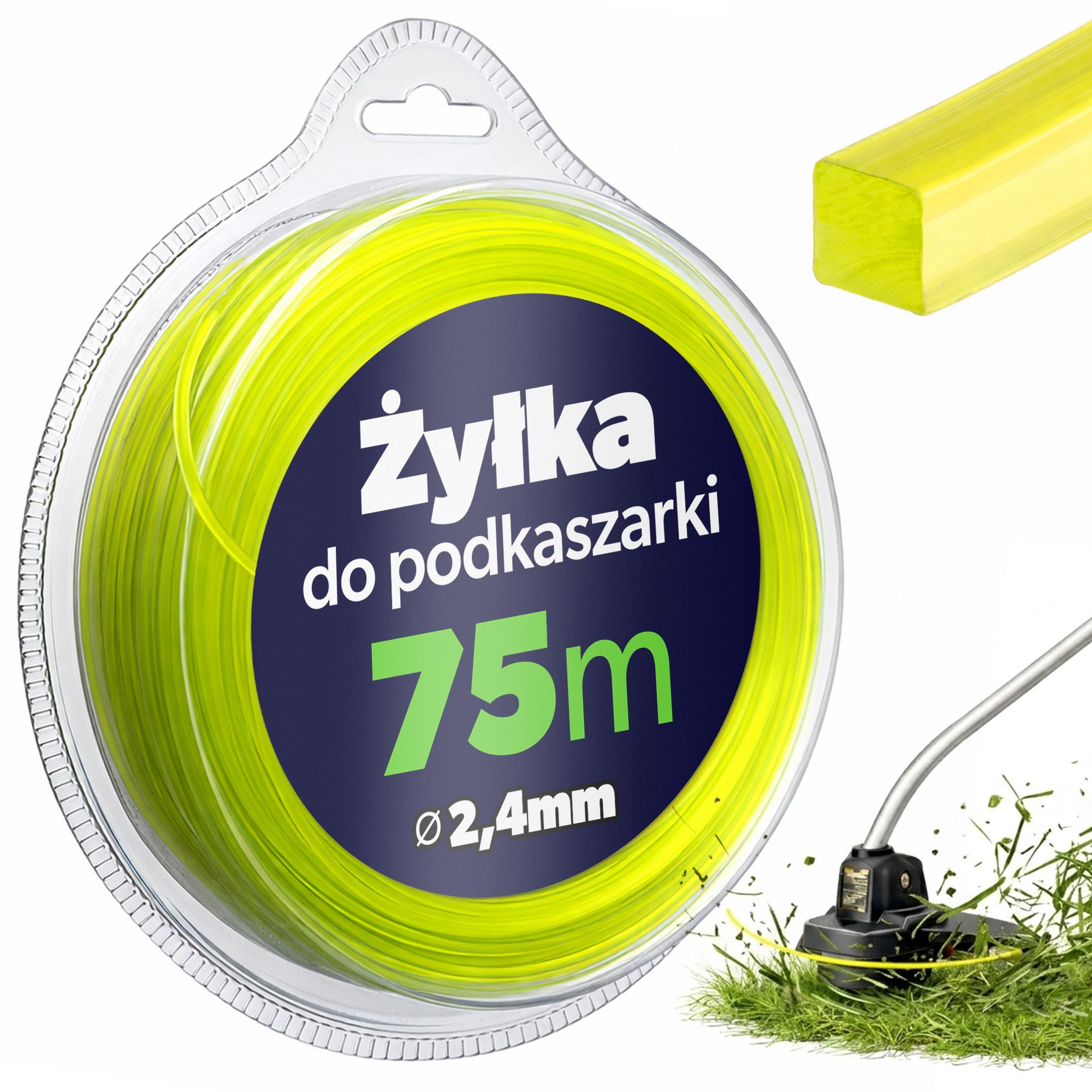 Kadax Żyłka do podkaszarki 75m x 2.4mm square P203