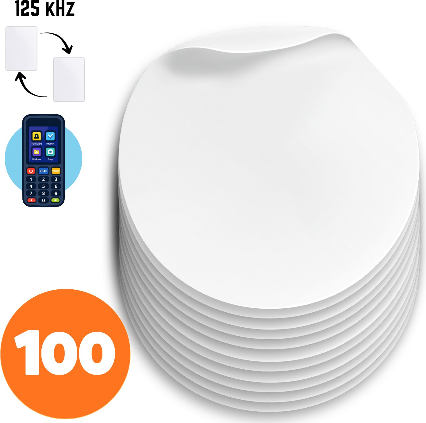 Spreest 100 SZT. NAKLEJKA DOSTĘPU RFID 125KHZ ZBLIŻENIOWA PROGRAMOWALNA KOPIOWALNA