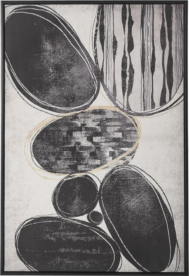 Zdjęcia - Obraz Beliani Lumarko  na płótnie w ramie abstrakcja 63 x 93 cm biało-czarn 