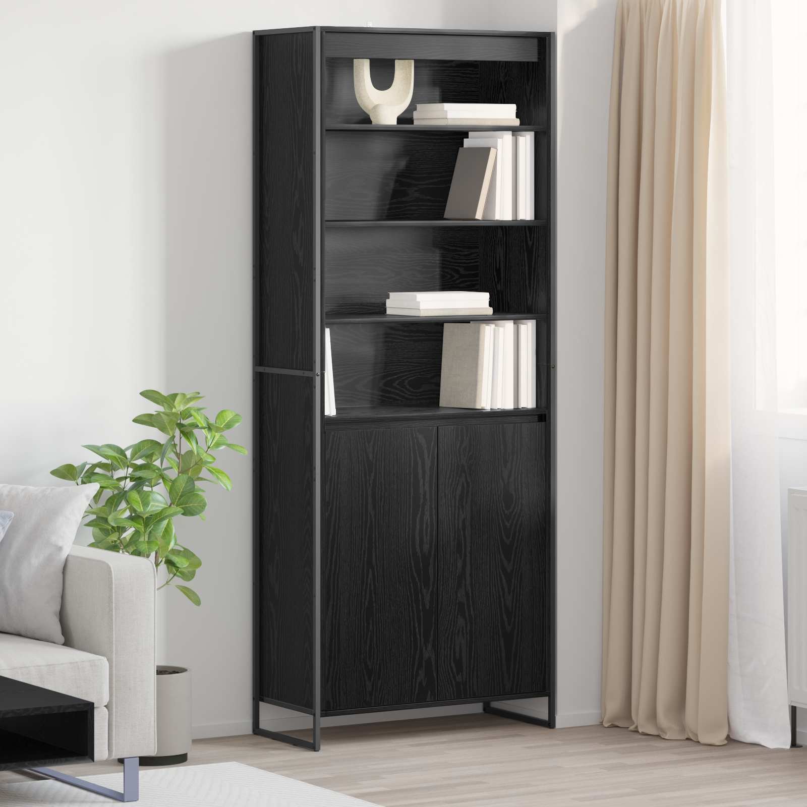 vidaXL Wysokie szafki 2 pcs Czarny Dąb 60 x 36 x 300 cm