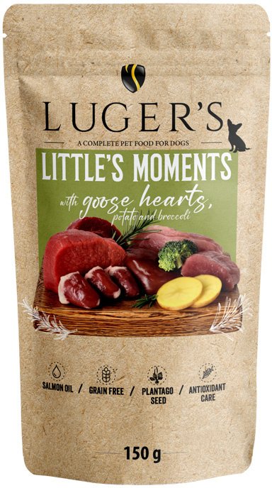Karma mokra dla psów małych ras Luger's Little's Moments z sercami z gęsi, ziemniakiem i brokułem 150 g