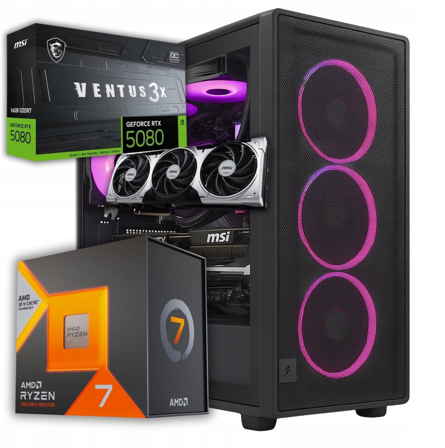 Komputer BSG Raptor V37 AMD Ryzen 7 NVIDIA GeForce RTX 5080 64GB DDR5 2000GB SSD Windows 11