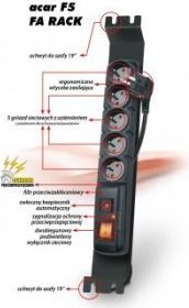 Acar Listwa zasilająca F5 FA RACK 5x 230V PL 3m (W0084)