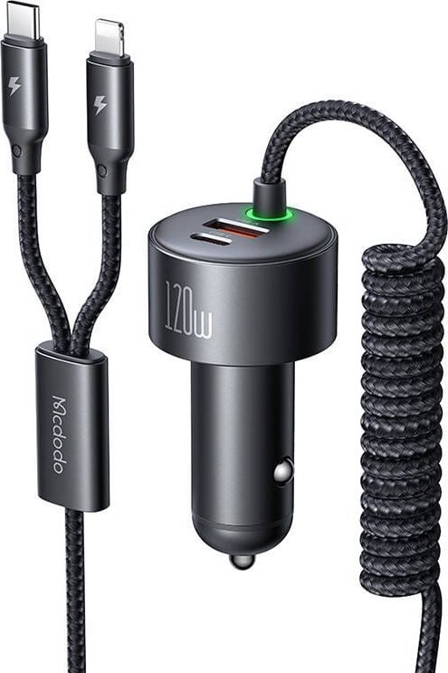 Ładowarka samochodowa Mcdodo CC-0370, USB-C, Lightning, 120W, chowane kable