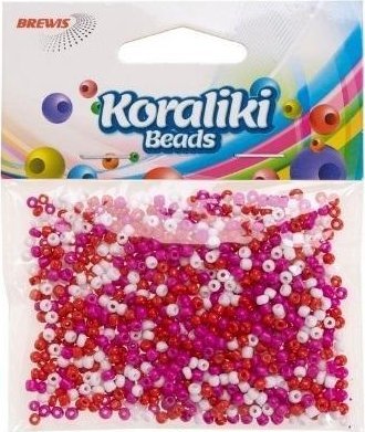BREWIS Koraliki akrylowe do nawlekania białe czerwone 35m