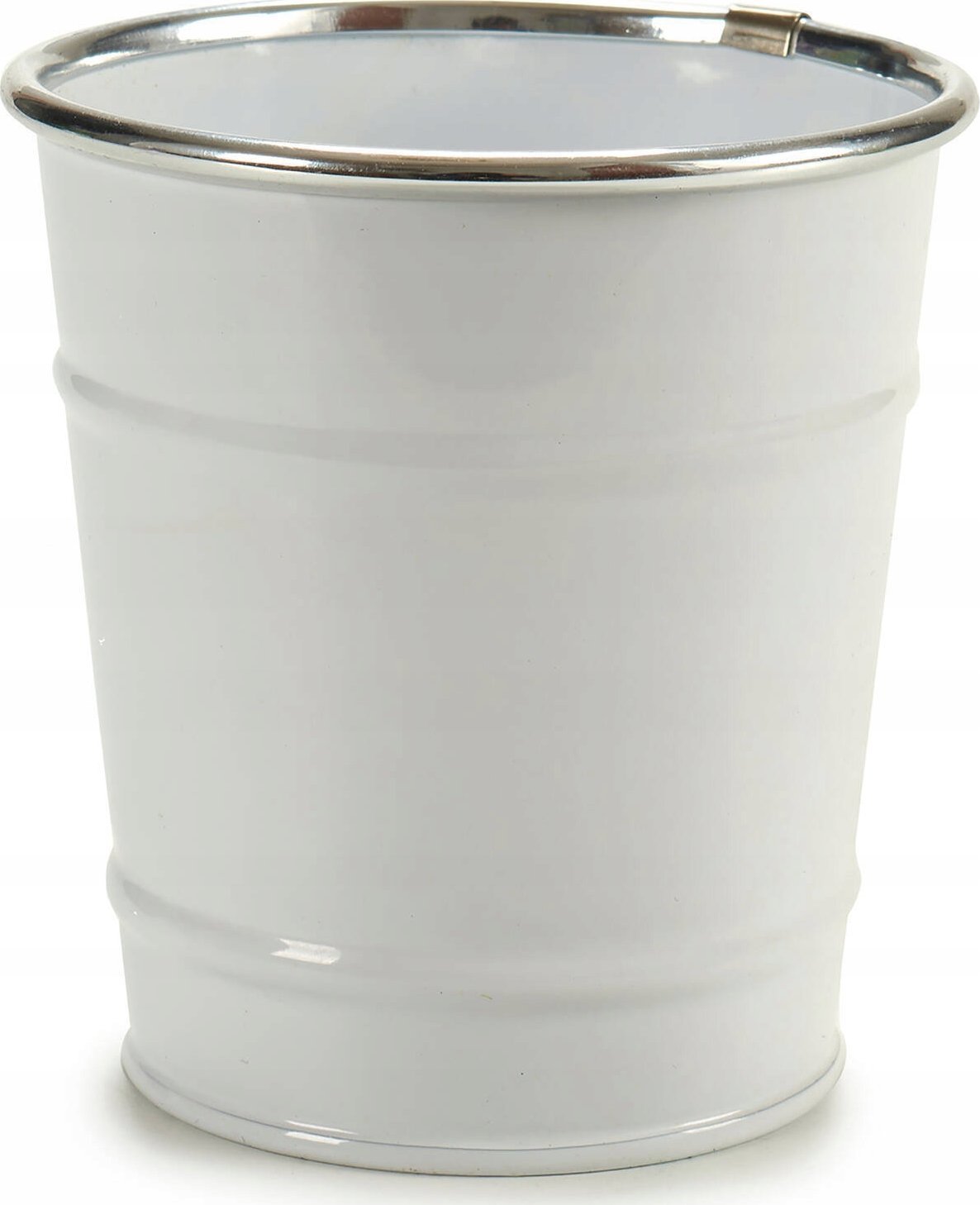 Ibergarden Osłonka na doniczkę typu wiaderko, cynowa, biała, Ø 10 cm