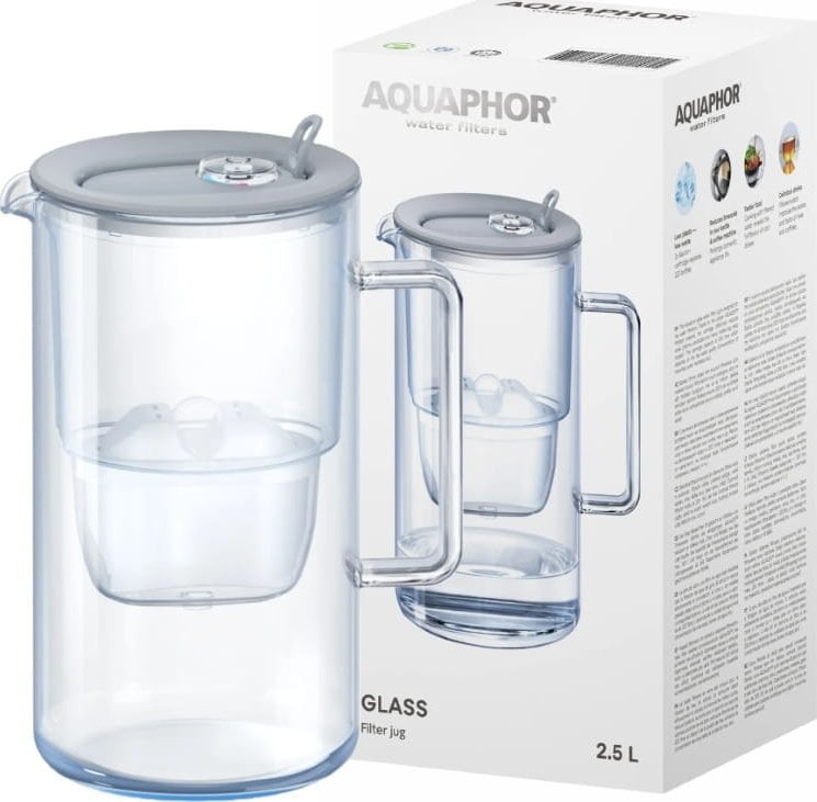 Dzbanek filtrujący Aquaphor Glass 2,5l Szary + 1 wkład Maxfor Plus Mg