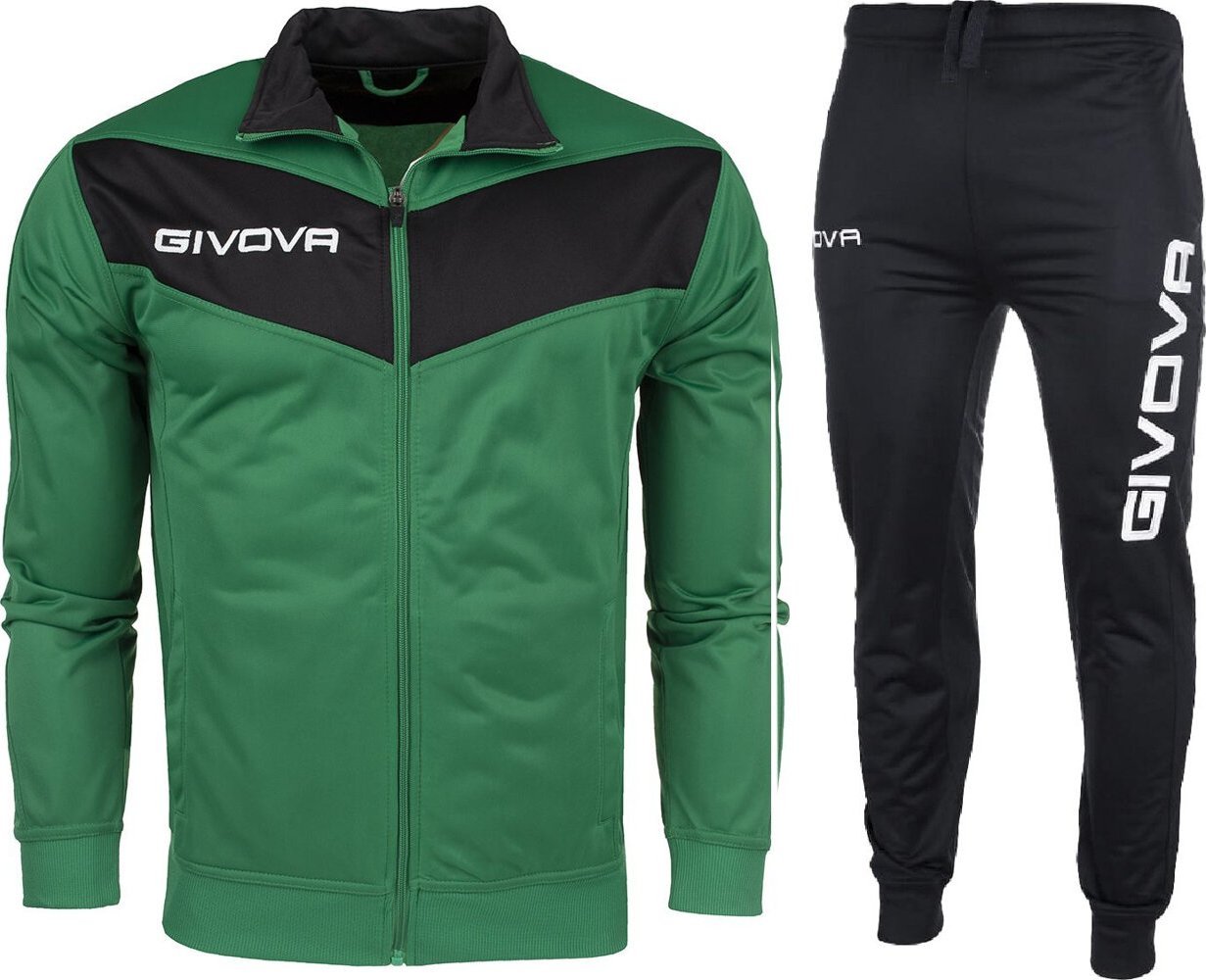 Givova Dres treningowy piłkarski komplet bluza spodnie Givova Tuta Visa Triacetato zielono-czarny TR018 1310 S