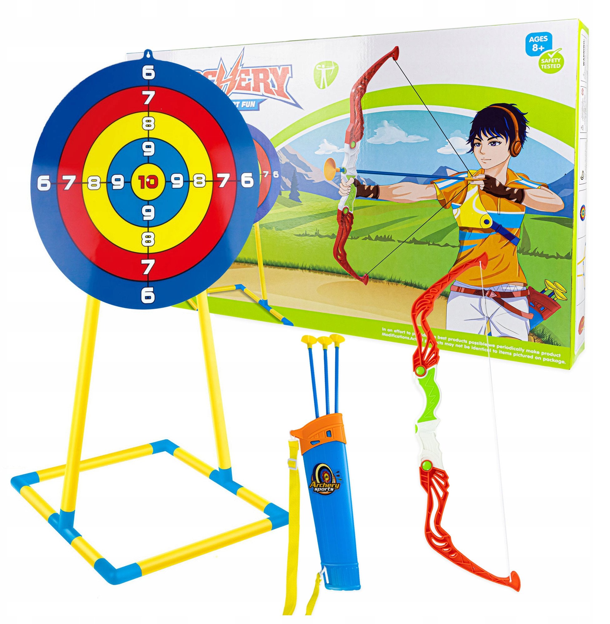 Zestaw Łuczniczy Łuk Strzały Kołczan Tarcza 4W1